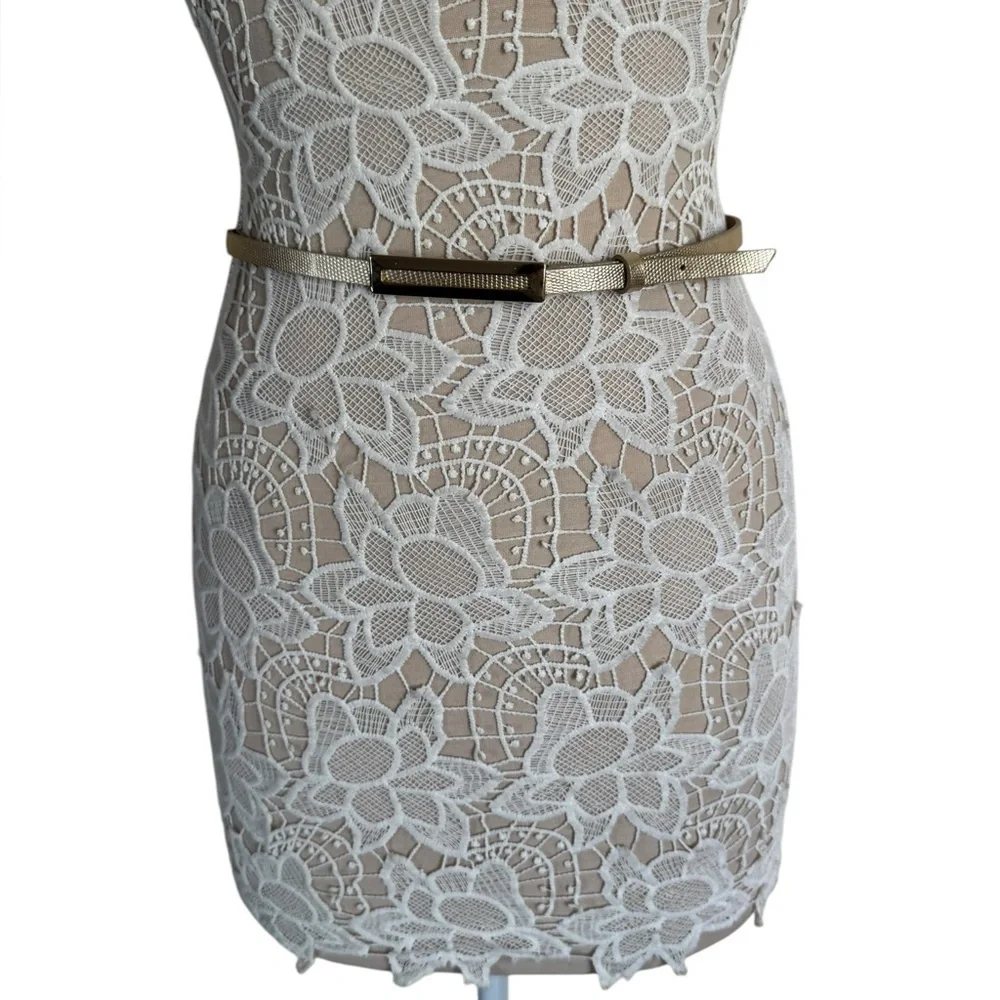 Banana Republic Slim Snake-Print Metallic Gold Leather Belt size Small